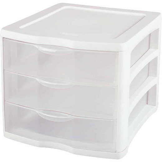 Sterilite ClearView 10 In. x 10 In. x 13.5 In. White 3-Drawer Storage Unit